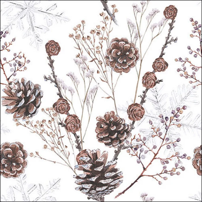 Fenyőtoboz papírszalvéta 33x33 cm Pine cones
