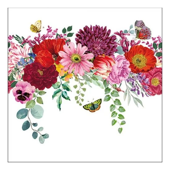 Flower Border White papírszalvéta 33x33 cm 20 db-os
