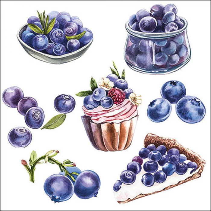 Áfonya mintás Papírszalvéta 33x33 cm 20 db-os