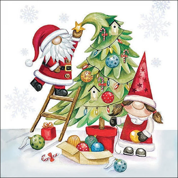 Gonks decorating tree karácsonyi három rétegű papírszalvéta 33x33 cm