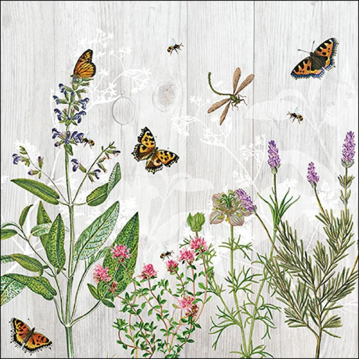 Gyógynövénykert háromrétegű papírszalvéta 33x33 cm 20 db