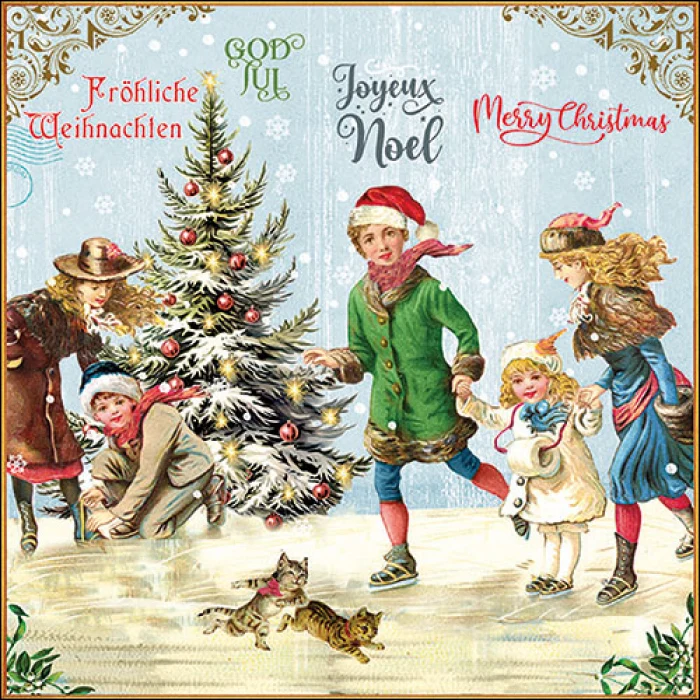Háromrétegű karácsonyi papírszalvéta 33x33 cm 20 db X-Mas on ice blue