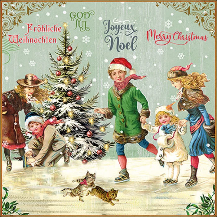 Háromrétegű karácsonyi papírszalvéta 33x33 cm 20 db X-Mas on ice green