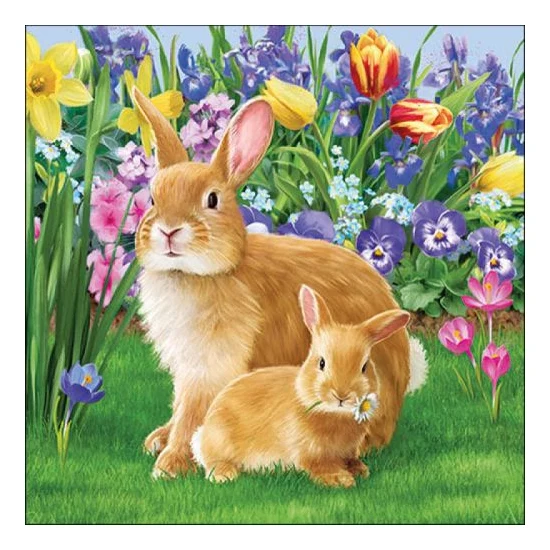 Húsvéti nyuszik papírszalvéta 33x33 cm Mother Bunny