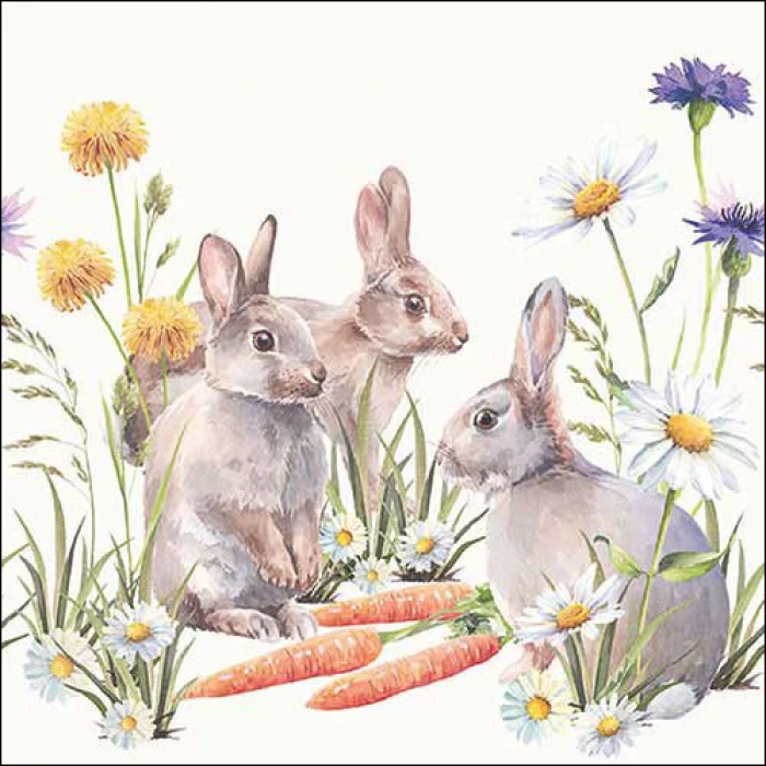 Húsvéti nyuszis papírszalvéta 33x33 cm Carrot treat