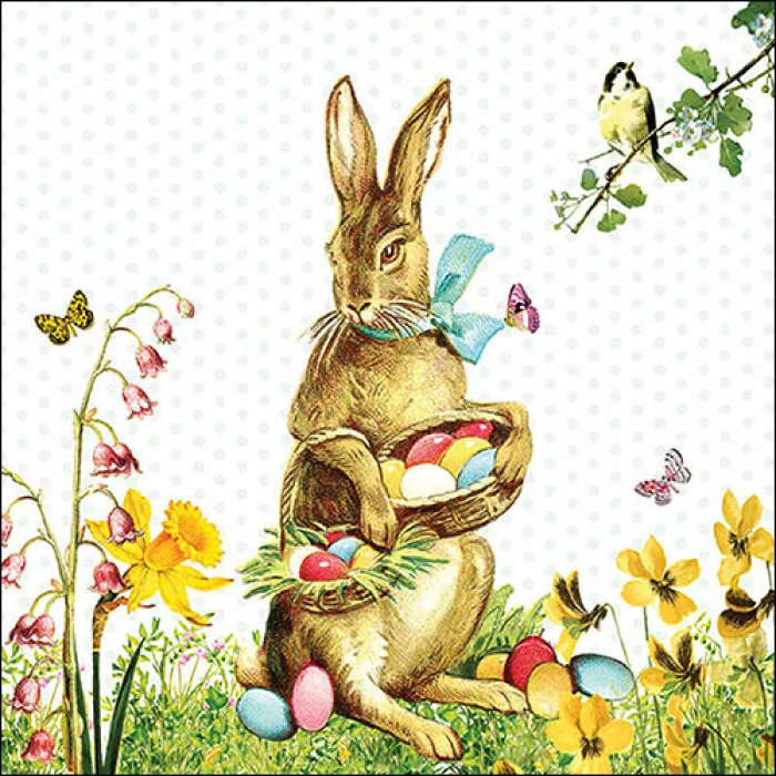 Húsvéti nyuszis papírszalvéta 33x33 cm 20 db Vintage Easter bunny