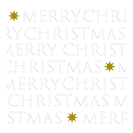 Karácsonyi dombornyomott papírszalvéta 33x33 cm Christmas letters pearl