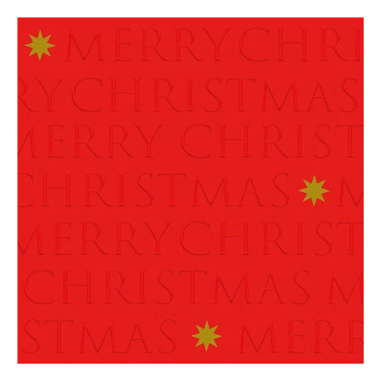 Karácsonyi dombornyomott papírszalvéta 33x33 cm piros Christmas letters red