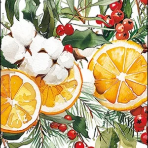 Karácsonyi háromrétegű papírszalvéta 33x40 cm 15 db-os Téli Narancsvarázs