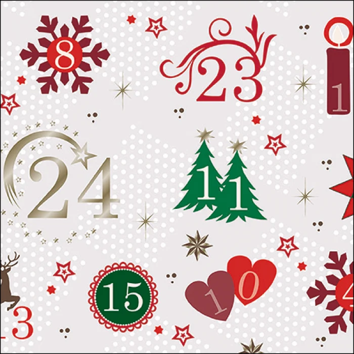Karácsonyi papírszalvéta 33x33 cm Advent Calendar