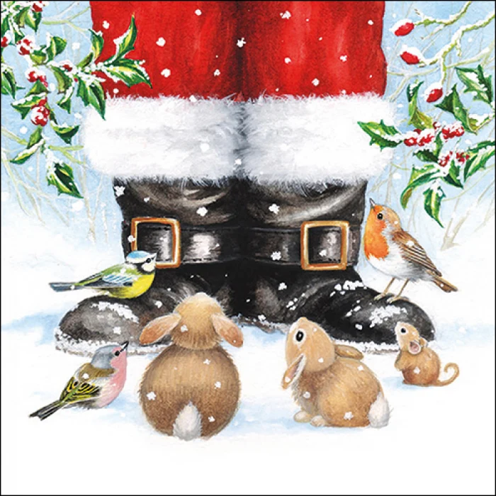 Karácsonyi papírszalvéta 33x33 cm Looking Up To Santa