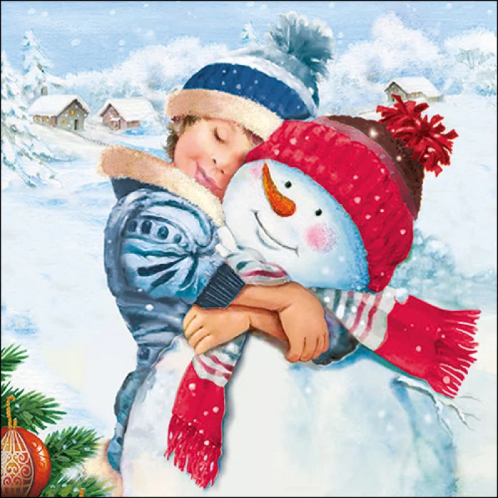 Karácsonyi papírszalvéta 33x33 cm Sweet Snowman
