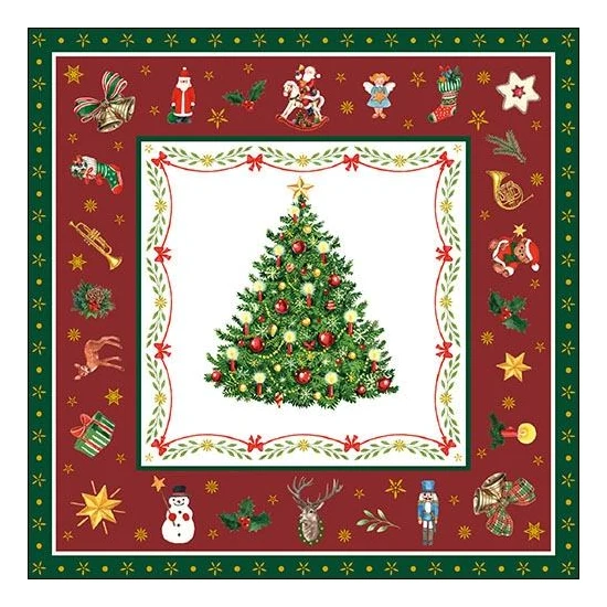 Karácsonyi papírszalvéta Christmas Evergreen red