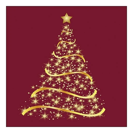 Karácsonyi papírszalvéta Shining Tree bordeaux