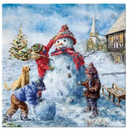Karácsonyi papírszalvéta Snowman fun 33x33 cm
