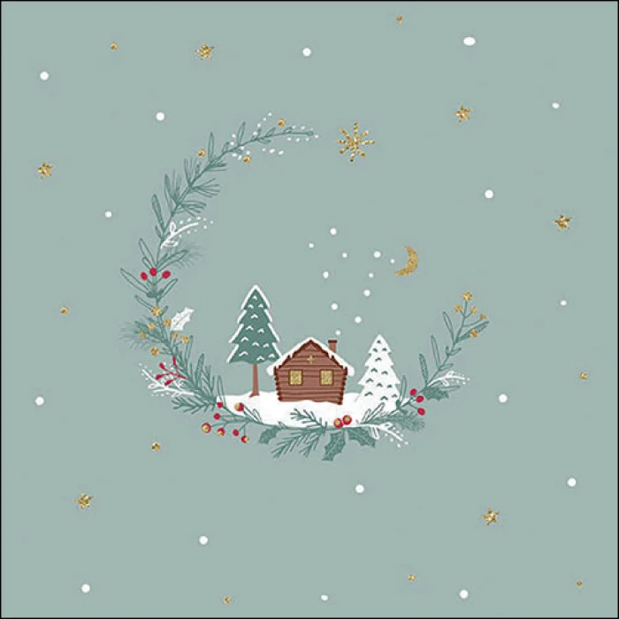 Little wood cabin karácsonyi három rétegű papírszalvéta 33x33 cm