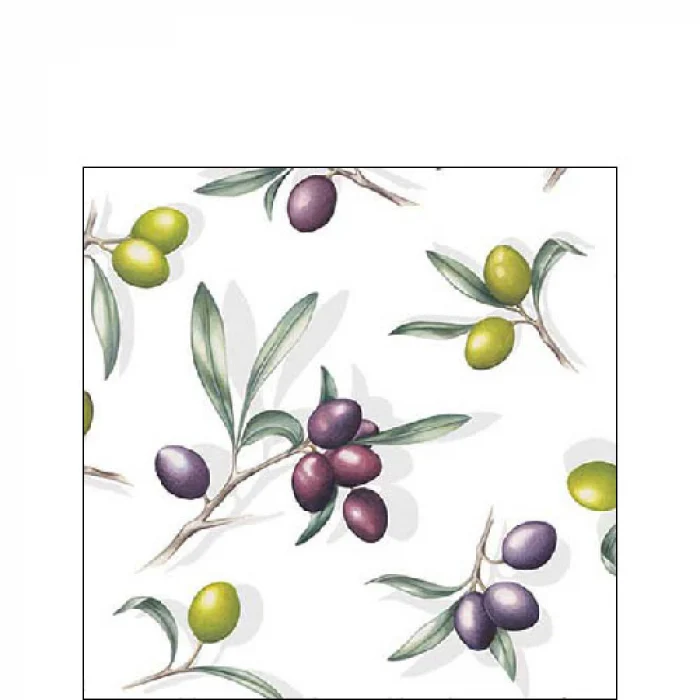 Mediterrán papírszalvéta 25x25 cm olívás Delicious olives