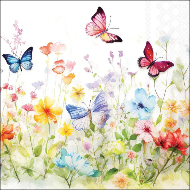 Pillangós papírszalvéta 33x33 cm 20 db-os háromrétegű Butterflies field