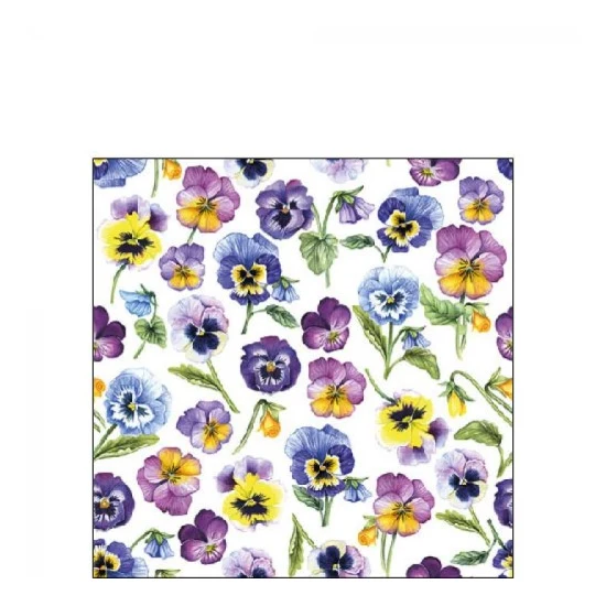 Árvácskás papírszalvéta Pansy All Over kicsi 25x25 cm