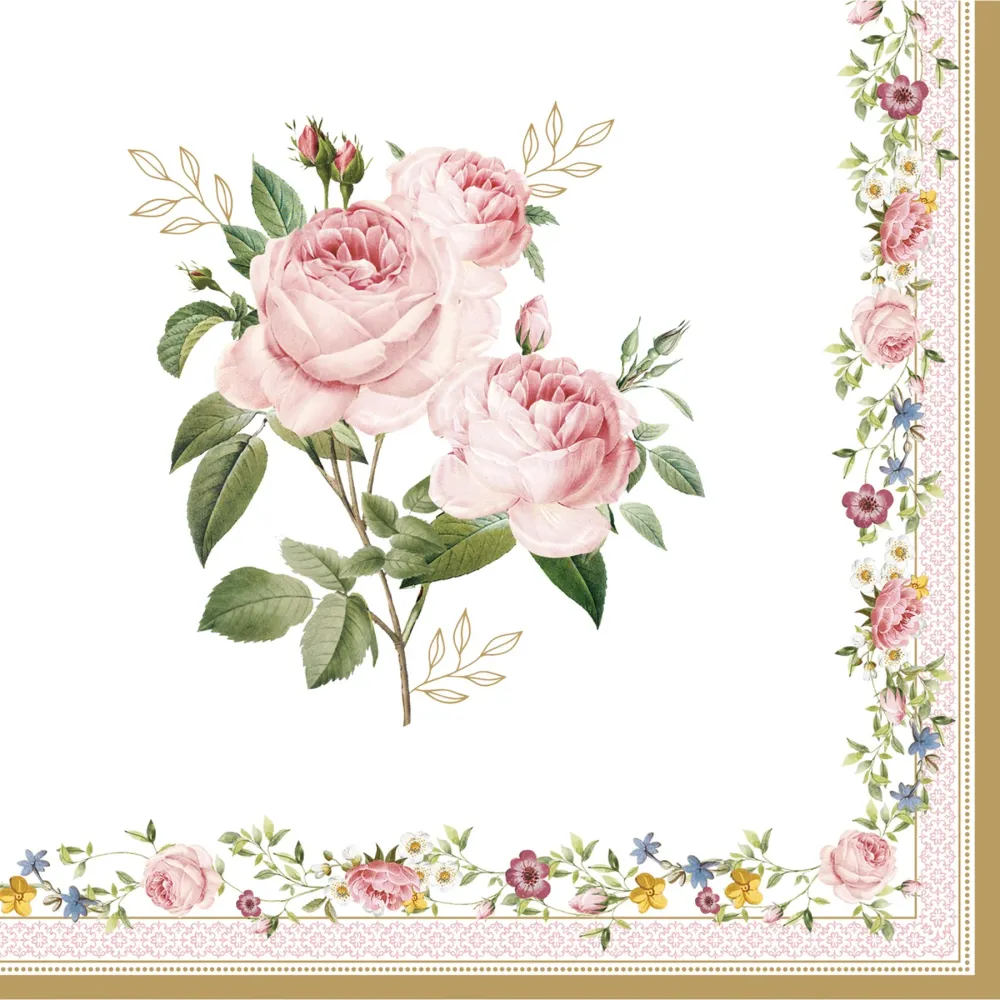 Rózsa mintás Papírszalvéta 33x33cm 20 db-os Chant des Roses