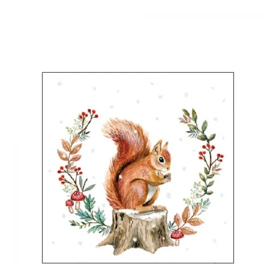 Strong winter mókusos papírszalvéta 25x25 cm 20 db-os