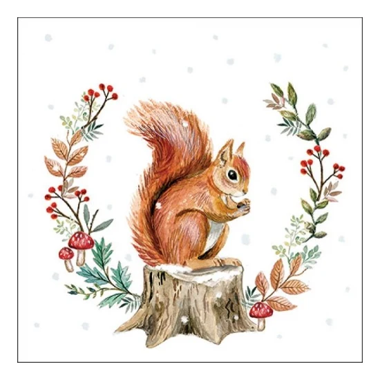 Strong winter mókusos papírszalvéta 33x33 cm 20 db-os