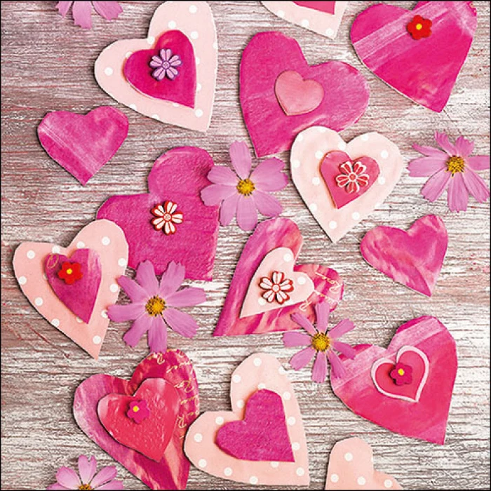 Szives papírszalvéta 33x33cm Hearts All Over
