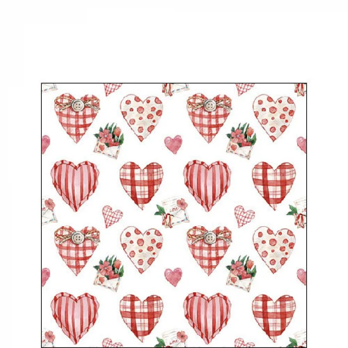Szíves háromrétegű papírszalvéta 25x25 cm 20db-os Lovely Hearts