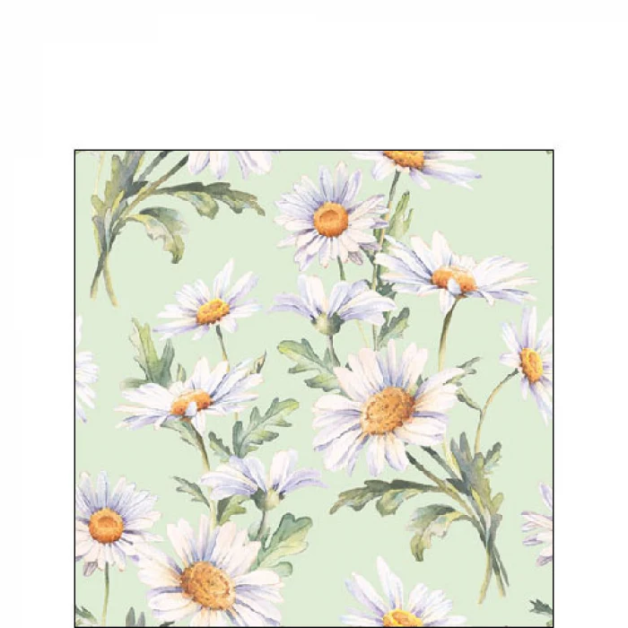Százszorszép virágos háromrétegű papírszalvéta 25x25 cm 20 db Beautiful daisies green