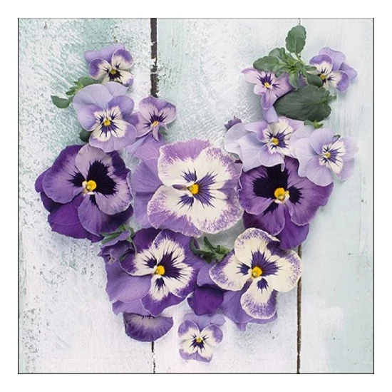 Tavaszi árvácska szív papírszalvéta Pansy Heart 33x33cm