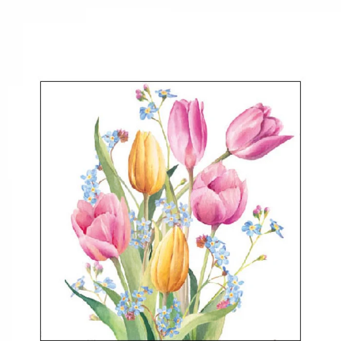 Tulipán virágos papírszalvéta 25x25 cm Tulips Bouquet