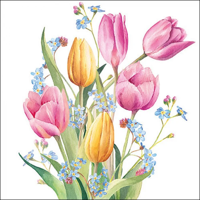 Tulipán virágos papírszalvéta 33x33 cm Tulips Bouquet