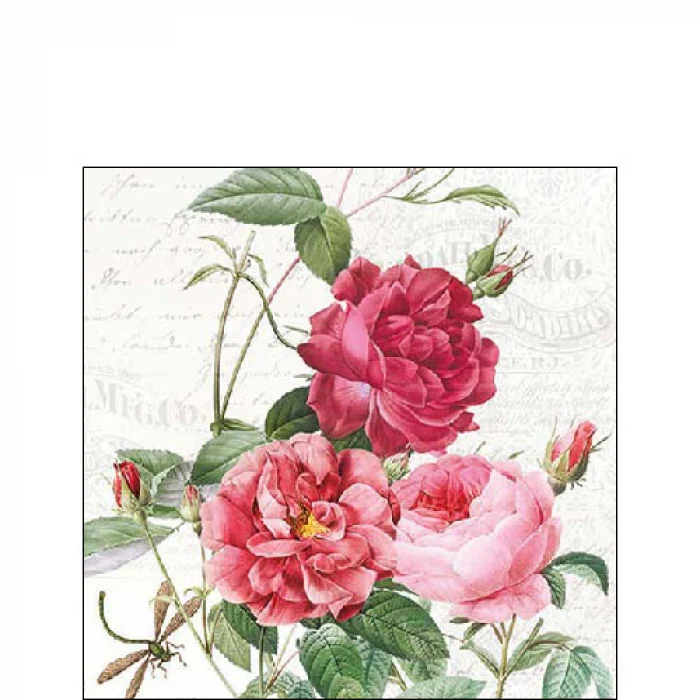 Vintage virágos esküvői papírszalvéta 25x25 cm