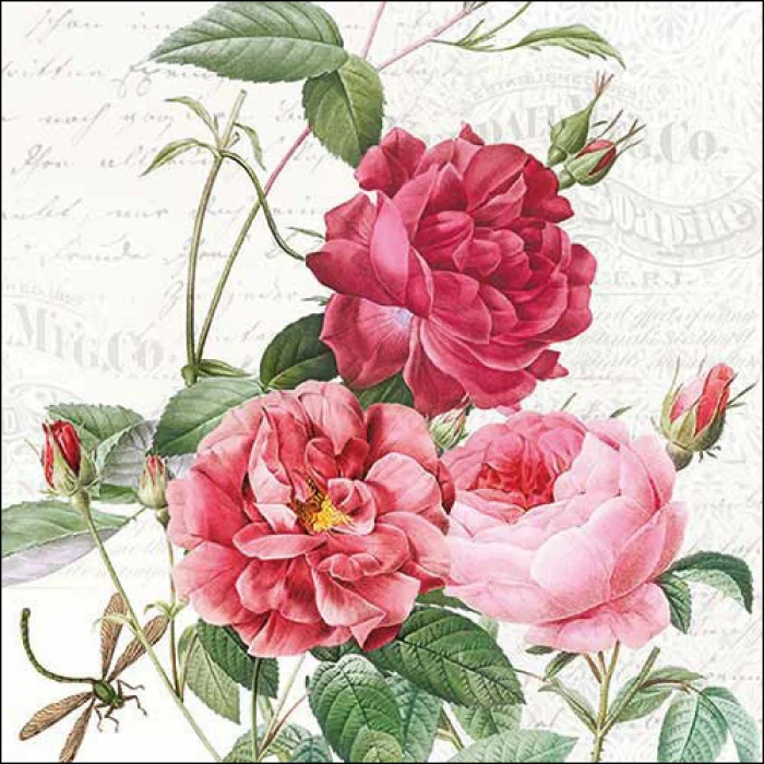 Vintage virágos esküvői papírszalvéta 33x33 cm