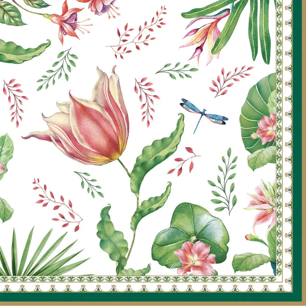 Virágos háromrétegű papírszalvéta 33x33 cm Botanic Chic