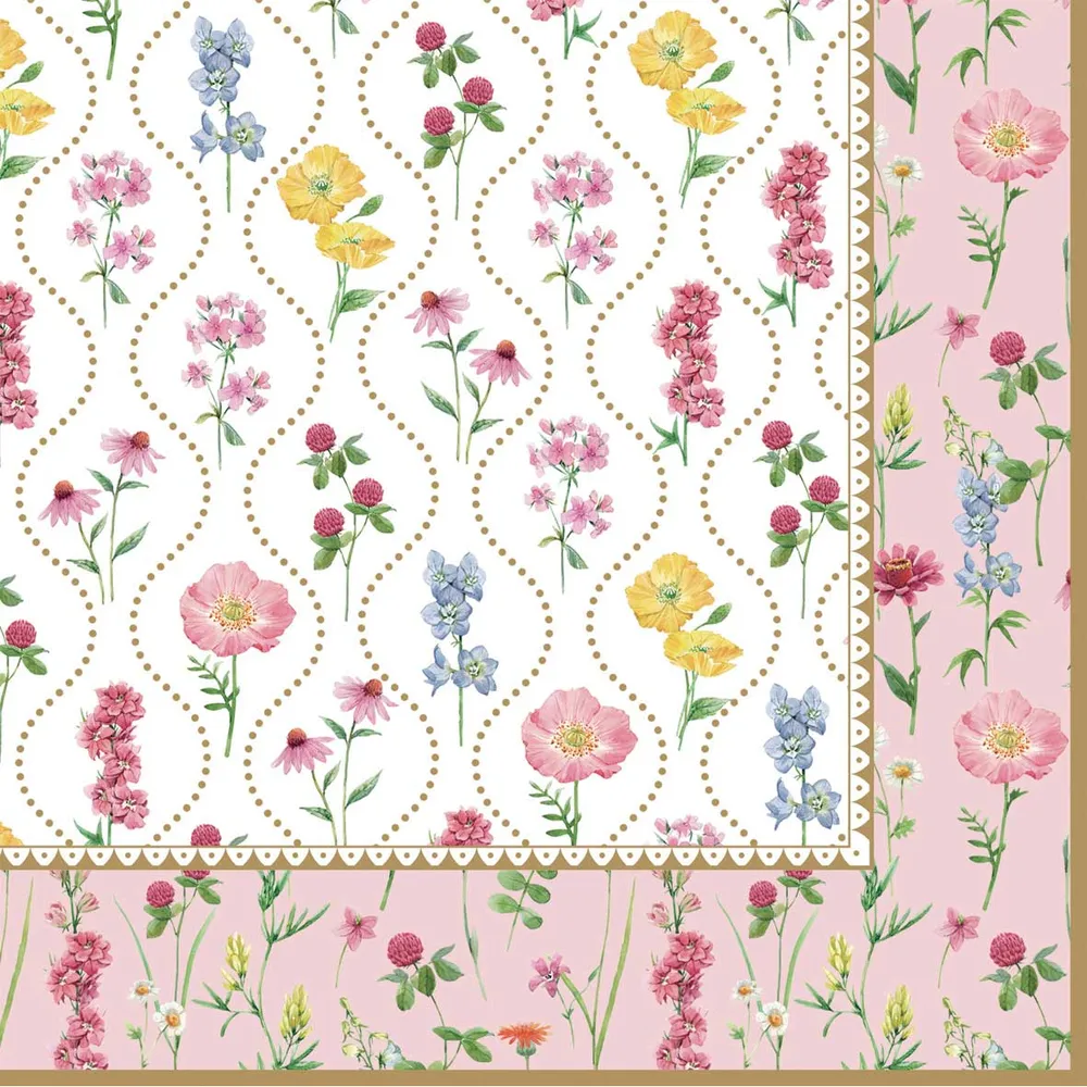 Virágos háromrétegű papírszalvéta 33x33 cm Meadow Flowers