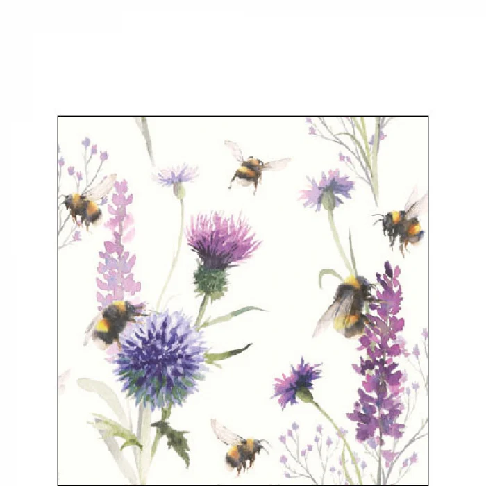 Virágos papírszalvéta 25x25 cm Méhek réten