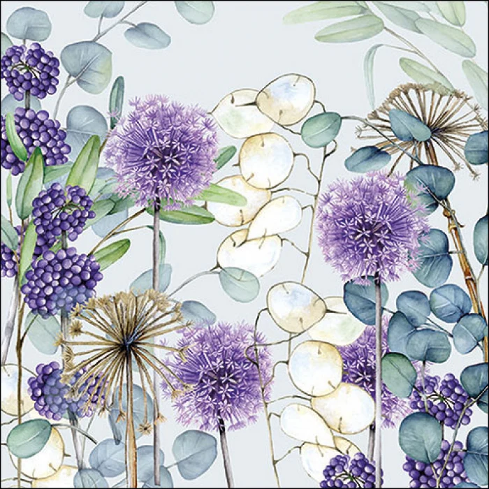 Virágos papírszalvéta 33x33 cm Lunaria Green
