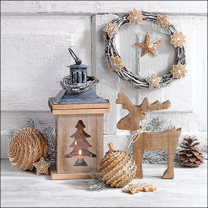 Wooden decorations karácsonyi három rétegű papírszalvéta 33x33 cm