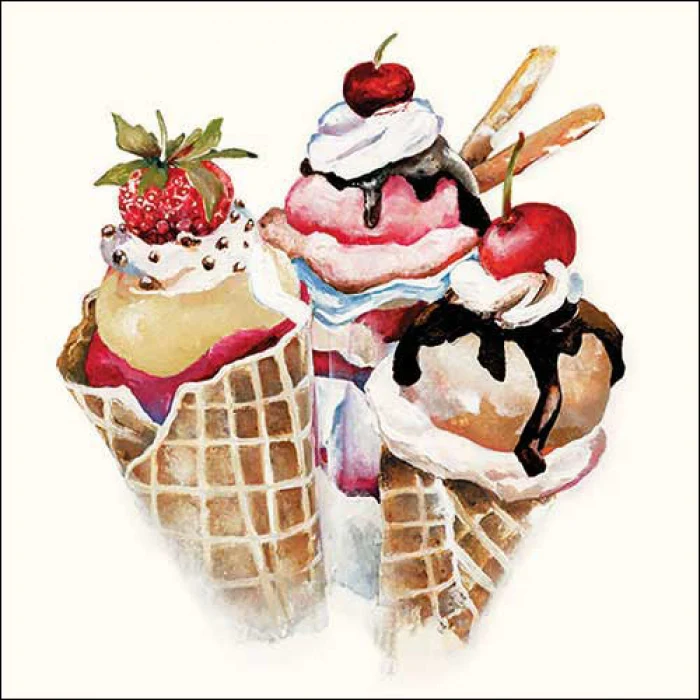 Yummy fagyi tölcséres papírszalvéta 33x33 cm 20 db-os