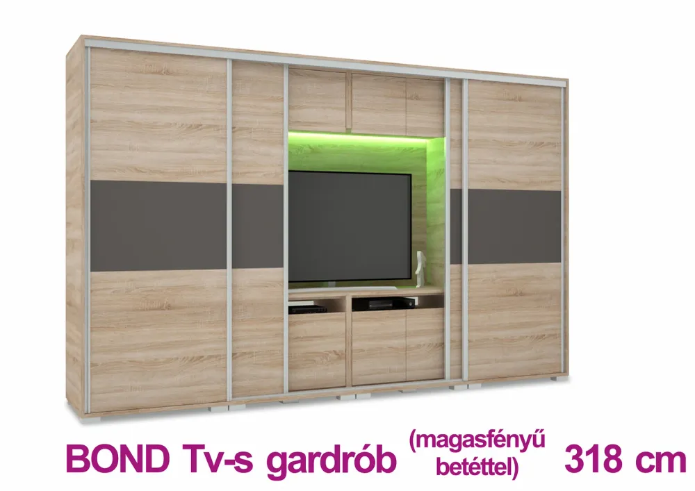 BOND TV-s gardrób(318cm)+MF betét
