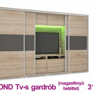 BOND TV-s gardrób(318cm)+MF betét+2tükör