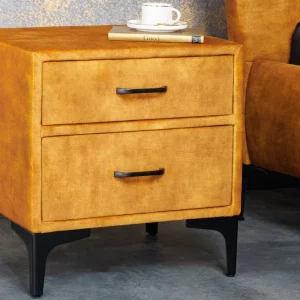 BOUTIQUE mustársárga bársony éjjeliszekrény 50cm