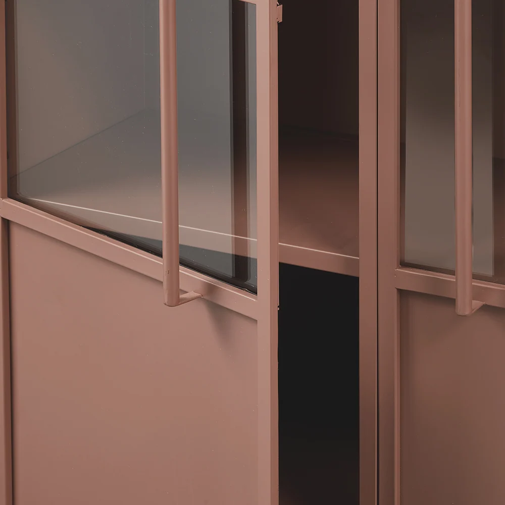 EXHIBIT sötét púder fém vitrines szekrény 99 x 170 cm