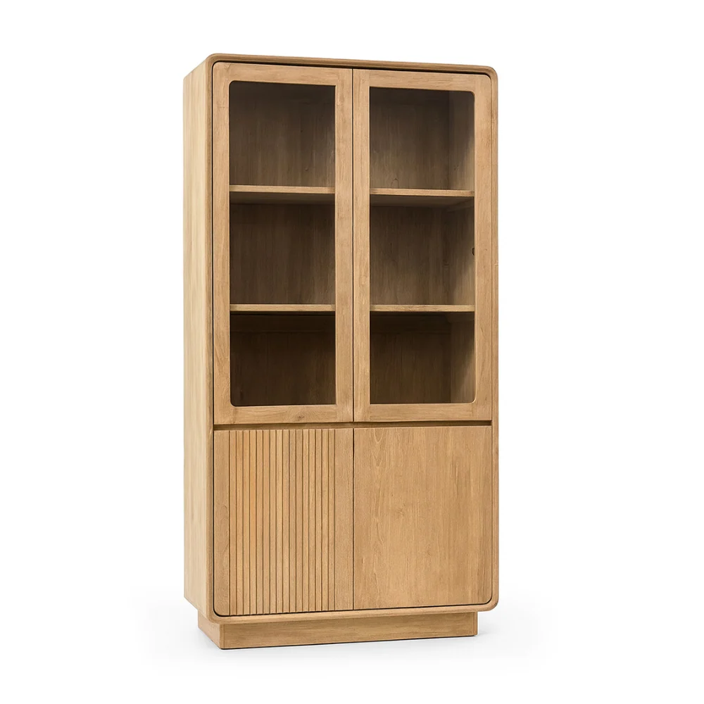 EYRE natúr teakfa vitrines szekrény 190 cm