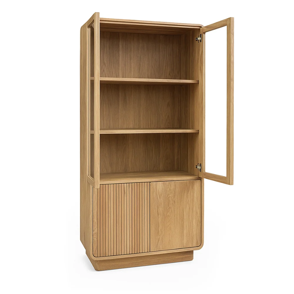 EYRE natúr teakfa vitrines szekrény 190 cm