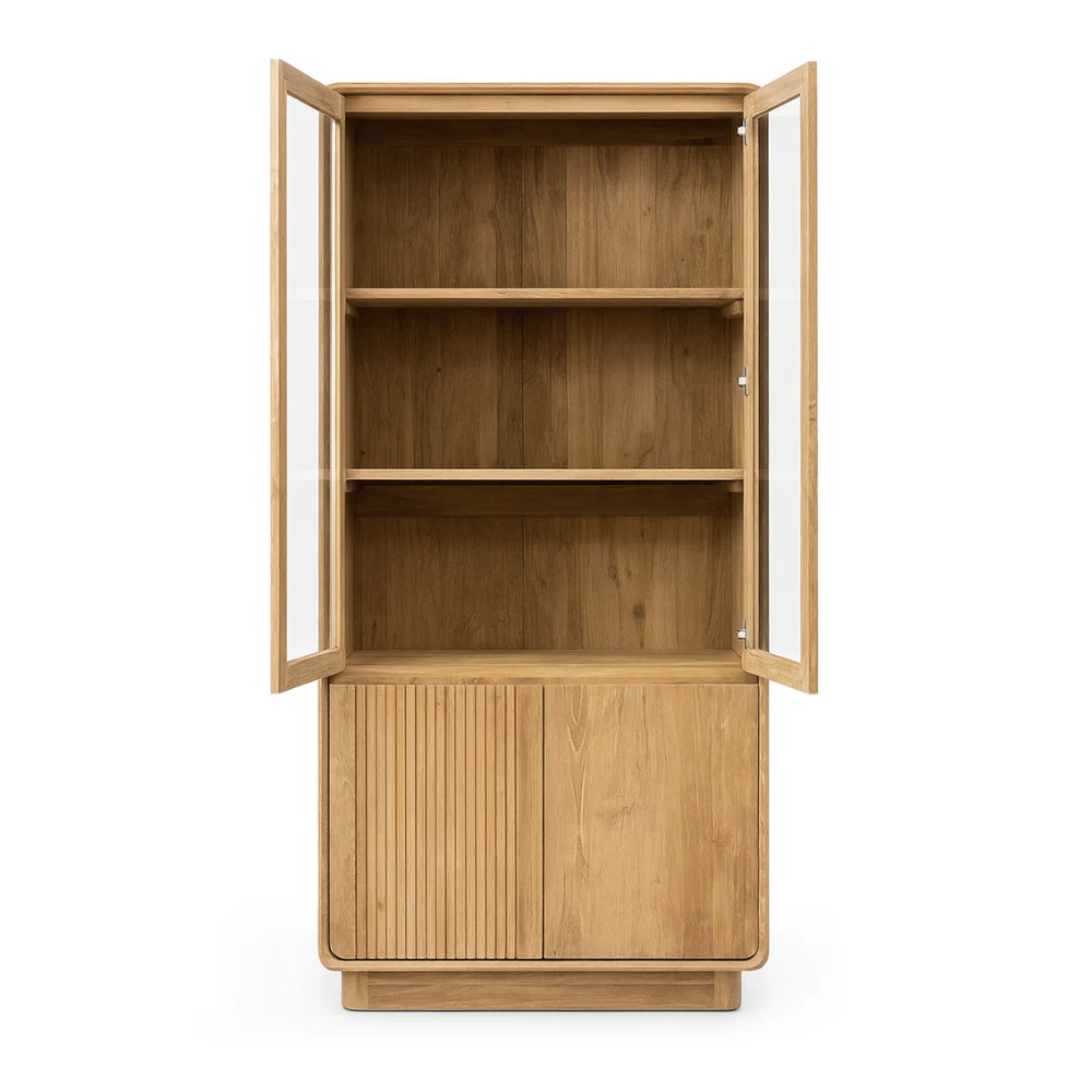 EYRE natúr teakfa vitrines szekrény 190 cm
