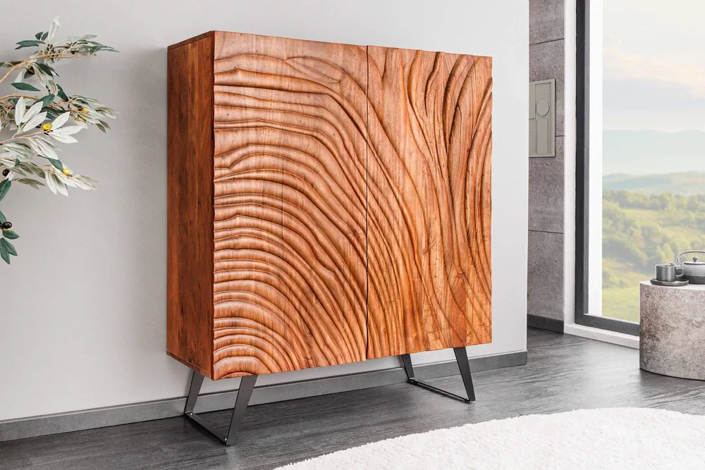 FLUID barna akácfa tálalószekrény 120 cm
