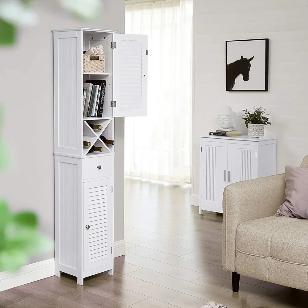 Fürdőszoba szekrény, Tárolószekrény fiókkal, kivehető X alakú polc 170cm