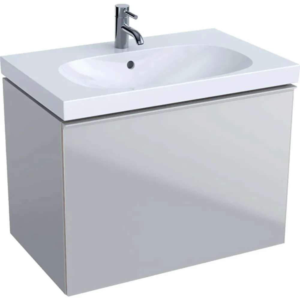 Geberit Acanto alsó szekrény mosdóhoz, 1 fiók, 1 belső fiók, bűzzár, homokszürke, 74x53,5x47,5 cm (500.611.JL.2)